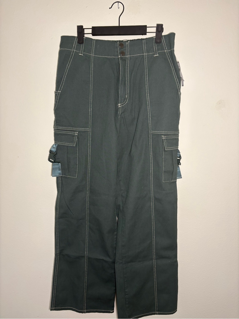 Tilly's Dark Green Cargo Pants with Contrast Stitching